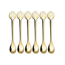 Conjunto de 6 Peças Colheres Café Banhado Ouro 24kl Kiss Cozinha Utensilios Bugatti Conjunto de 6 Peças Colheres Café Banhado Ouro 24kl Kiss Cozinha Utensilios Bugatti