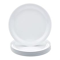 Conjunto de 6 peças de melamina Plate Amazon Basics, 23 cm, branco