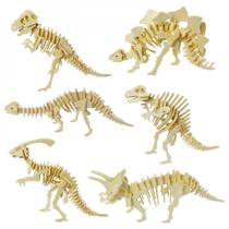 Conjunto de 6 peças de quebra-cabeça de madeira Wokex W01 3D Dinosaur Skeleton