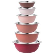 Conjunto de 6 peças de taças de mistura COOK WITH COLOR em aço inoxidável Conjunto de 6 peças de taças de mistura COOK WITH COLOR em aço inoxidável
