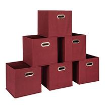 Conjunto de 6 peças Storage Cube Bins Household Essentials, cor de vinho