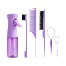Conjunto De 6 Pentes Para Estilização De Cabelo Rosa Com Frasco De Spray, Escova, Pente De Cauda De Conjunto De 6 Pentes Para Estilização De Cabelo Rosa Com Frasco De Spray, Escova, Pente De Cauda De