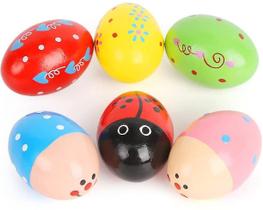 Conjunto de 6 percussões de madeira Musical Egg Maracas Shakers Conjunto de 6 percussões de madeira Musical Egg Maracas Shakers