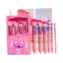 Conjunto De 6 Pincéis De Maquiagem Cartoon Stitch Rosa Com Cabo De Madeira, Pincel Para Sombra, Conjunto De 6 Pincéis De Maquiagem Cartoon Stitch Rosa Com Cabo De Madeira, Pincel Para Sombra,