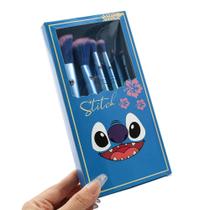 Conjunto De 6 Pincéis De Maquiagem Stitch Anime Cartoon, Pincel De Sombra E Pó Solto De Madeira,