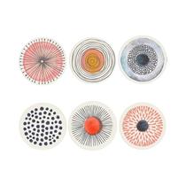 Conjunto De 6 Porta-Copos De Madeira Abstratos Em Linha 2D Laranja, Tapetes Isolantes Para Caneca De Conjunto De 6 Porta-Copos De Madeira Abstratos Em Linha 2D Laranja, Tapetes Isolantes Para Caneca De