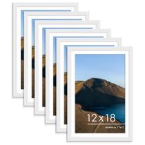 Conjunto de 6 porta-retratos PEALSN de madeira branca 12x18 para parede Conjunto de 6 porta-retratos PEALSN de madeira branca 12x18 para parede