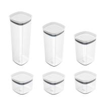 Conjunto de 6 Potes Herméticos Block Branco - Ou