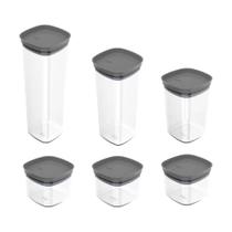 Conjunto de 6 Potes Herméticos Block Cinza - Ou
