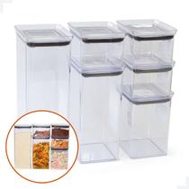 Conjunto de 6 Potes Herméticos com Tampa Cristal - Ideal para Armazenar Alimentos