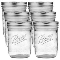 Conjunto de 6 Potes Mason de Boca Larga para Armazenamento de Alimentos 473ml