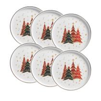 Conjunto de 6 Pratos de Sobremesa Bosque Encantado de Cerâmica 20cm - Scalla Conjunto de 6 Pratos de Sobremesa Bosque Encantado de Cerâmica 20cm - Scalla