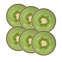 Conjunto de 6 Pratos de Sobremesa Kiwi de Cerâmica 21cm - Alleanza