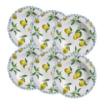 Conjunto de 6 Pratos Fundo em Cerâmica Amalfitana Citron 25cm - Alleanza Conjunto de 6 Pratos Fundo em Cerâmica Amalfitana Citron 25cm - Alleanza