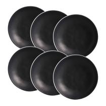 Conjunto de 6 Pratos Fundo Stoneware Bio Preto Matte 25cm - Porto Brasil