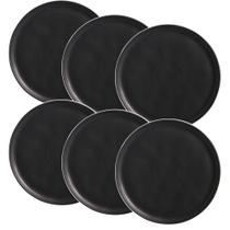 Conjunto de 6 Pratos Raso Bio Preto Matte de Stoneware 27cm - Porto Brasil