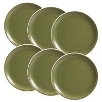 Conjunto de 6 Pratos Raso de Cerâmica Coup Organic Olive 29cm - Alleanza