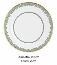 Conjunto De 6 Pratos Raso De Cerâmica Filete De Ouro 29cm - Alleanza