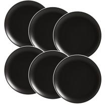 Conjunto de 6 Pratos Raso de Cerâmica Preto Acetinado 29cm - Alleanza