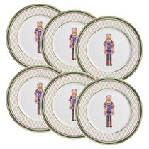 Conjunto de 6 Pratos Raso Soldadinhos de Cerâmica com Filete de Ouro 29cm - Alleanza Conjunto de 6 Pratos Raso Soldadinhos de Cerâmica com Filete de Ouro 29cm - Alleanza