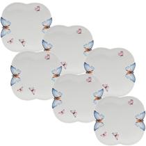 Conjunto de 6 Pratos Rasos De Porcelana Borboletas -Wolff Conjunto de 6 Pratos Rasos De Porcelana Borboletas -Wolff