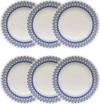 Conjunto de 6 pratos sobremesa 18cm Azul Donna Grécia Biona Oxford jogo de pratos cerâmica