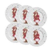 Conjunto de 6 Pratos Sobremesa Sweet Christmas de Cerâmica 21cm - Alleanza Conjunto de 6 Pratos Sobremesa Sweet Christmas de Cerâmica 21cm - Alleanza