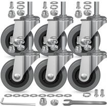 Conjunto de 6 rodízios de haste rosqueada de 6 cm para serviços pesados com M8 x 20 mm