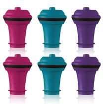 Conjunto de 6 Rolhas de Vácuo para Vinho Wine Saver - Cores Variadas