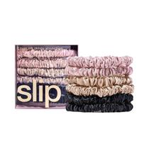 Conjunto de 6 Scrunchies de Cetim - Preto, Rosa e Caramelo