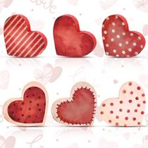 Conjunto de 6 Sinais de Coração de Madeira Beeveer - Decoração Dia dos Namorados