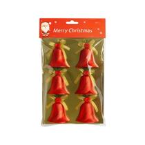 Conjunto de 6 Sinos de Natal de plástico de 6cm Vermelho