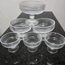 Conjunto de 6 Taças Caneladas em Vidro 320ml para Sobremesa e Sorvete