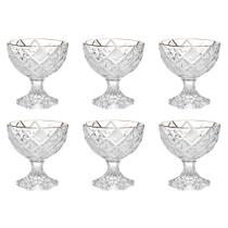 Conjunto de 6 Taças de Sobremesa de Vidro Deli Diamond com Fio de Ouro 170ml - Lyor