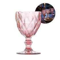 Conjunto De 6 Taças De Vidro Diamond Rosa 330 Ml Rosa