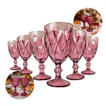 Conjunto de 6 Taças de Vidro Para Água Diamond 325ml Rosa Conjunto de 6 Taças de Vidro Para Água Diamond 325ml Rosa