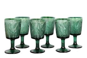 Conjunto de 6 Taças de Vidro Verde Folha Leaf 330ml - Member's Mark