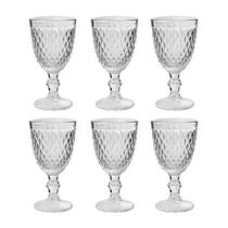 Conjunto de 6 taças para vinho de vidro bico de abacaxi transparente 210ml Conjunto de 6 taças para vinho de vidro bico de abacaxi transparente 210ml