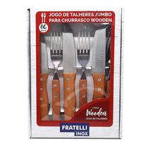 Conjunto de 6 Talheres Jumbo Wooden para Churrasco CO0544534 - Fratelli