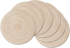Conjunto de 6 tapetes americanos trançados redondos SHACOS para mesa de cozinha Conjunto de 6 tapetes americanos trançados redondos SHACOS para mesa de cozinha