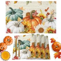 Conjunto de 6 tapetes de mesa de abóbora para o Dia de Ação de Graças