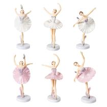 Conjunto de 6 Toppers de Bolo de Garota de Balé com Estatueta de Miniatura Base Estatueta De Brinquedo Playset Cake Decoração de Bolo Ballerina Bolo Decor