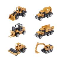 Conjunto De 6 Veículos De Construção Em Liga Metálica Para Meninos: Caminhão Guindaste, Escavadeira