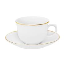 Conjunto de 6 Xícaras 240ml e 6 Pires em Porcelana Oxford Flamingo Sofia