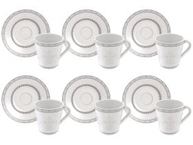 Conjunto de 6 Xicaras com Pires Porcelana 70ml Tramontina Conjunto de 6 Xicaras com Pires Porcelana 70ml Tramontina