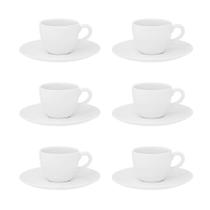 Conjunto de 6 xícaras de cafe 75ml com pires porcelana coup white oxford