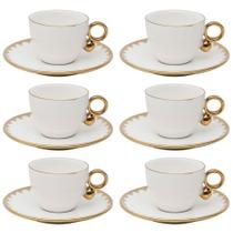 Conjunto de 6 Xícaras de Café com Pires de Porcelana Egg 90ml - Wolff Conjunto de 6 Xícaras de Café com Pires de Porcelana Egg 90ml - Wolff