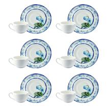 Conjunto de 6 Xícaras de Café com Pires Valência