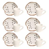 Conjunto de 6 Xícaras de Café de Cerâmica Strip 90ml - Scalla Conjunto de 6 Xícaras de Café de Cerâmica Strip 90ml - Scalla