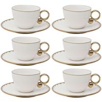 Conjunto de 6 Xícaras de Chá com Pires de Porcelana Egg 200ml - Wolff Conjunto de 6 Xícaras de Chá com Pires de Porcelana Egg 200ml - Wolff